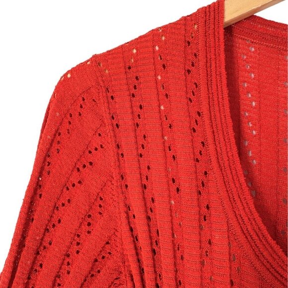 M MISSONI Burnt Orange Crochet Knit Short Sleeve Sweater Dress Size Small - Picture 5 of 6